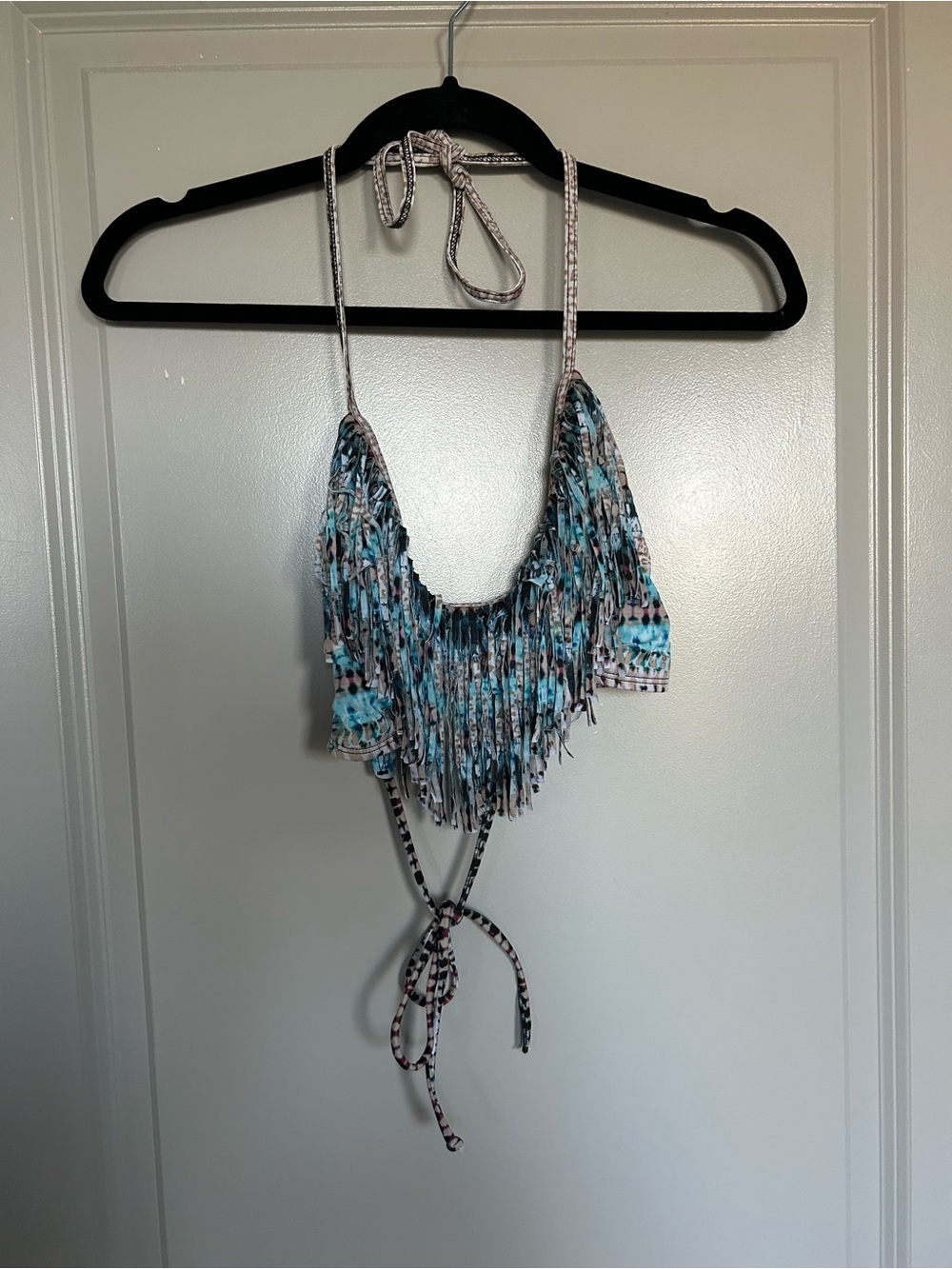 l*space Women’s Blue Multi Fringe Bikini Top